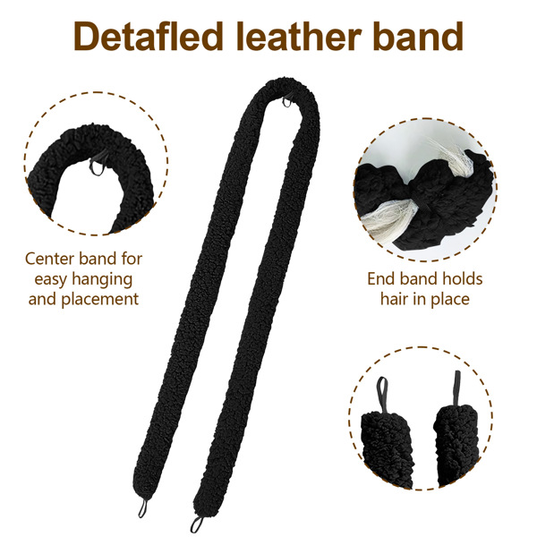 Satin heatless hair curler, Lazy Natural Soft Wave DIY heatless curls for Sleep in Overnight, for All Hair Types - Black