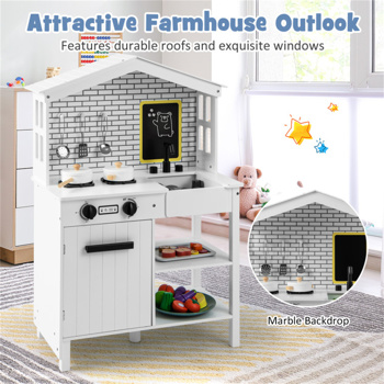 Kids Wooden Pretend Toy With Storage & Accessories 