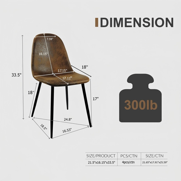 55英寸中密度纤维板木纹餐桌和现代餐椅4套，中世纪木制厨房餐桌套，金属底座和腿，餐桌和绒面椅-12