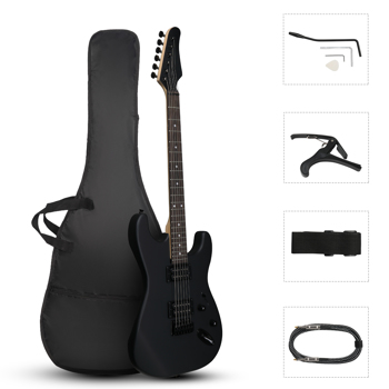 GST 39in Electric Guitar H-H Pickups Black suit for Heavier  Rock