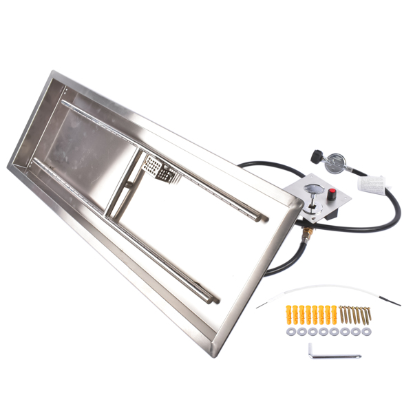 36x12-inch Fire Pit Pan Stainless Steel Fire Pit Burner Kit Rectangular Indoor or Outdoor