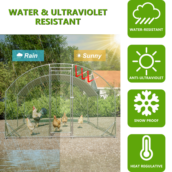 9.84' x 13.12' x 6.56' Large Chicken Coop Metal Chicken Run with Waterproof and Anti-UV Cover
