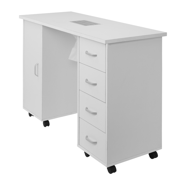 【Same code 64112382】MDF Single Door 4 Drawers With Fan White Nail Table