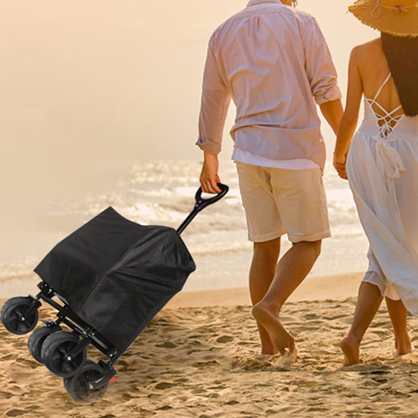 Foldable Wagon with Removable Canopy & Cooler Bag - Heavy Duty Collapsible Wagon Utility Cart with 4