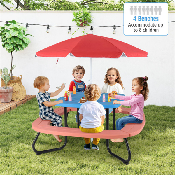  Kids Picnic Table Outdoor Activity Table With Umbrella