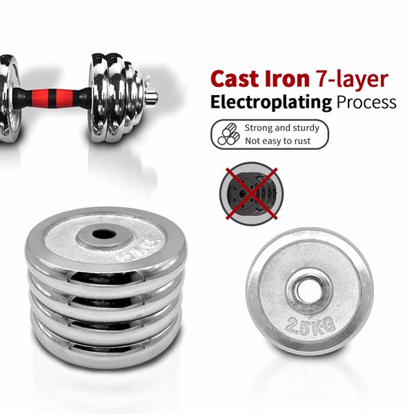 66Lbs Adjustable Dumbbell Set With 3 in 1 Dumbbell Barbell Metal Connecting Rod, Chromed Weights, Hardcover Gift Box, Home Gym Exercise Training Equipment