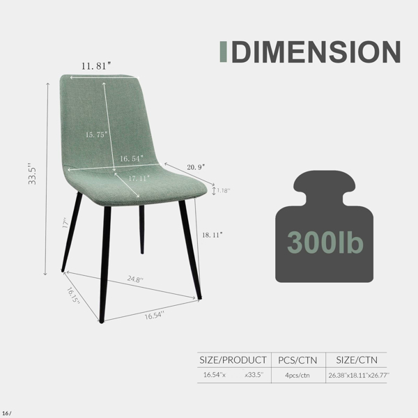 59英寸MDF黑色木制餐桌和现代餐椅4件套，中世纪木制厨房餐桌套，矩形金属底座，餐桌和绒面椅-15