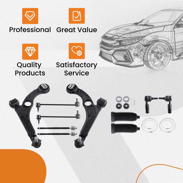 Front Lower Control Arms Sway Bars Tierods for Dodge Dart Chrysler 200 2015-2017