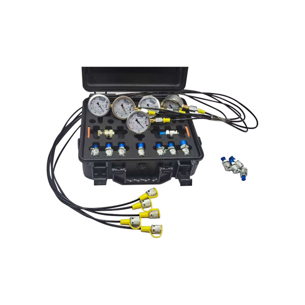 Hydraulic Pressure Test Kit with 5 Gauges 5 Test Hoses 13 Couplings and 14 Tee Connectors Pressure Gauge Kit
