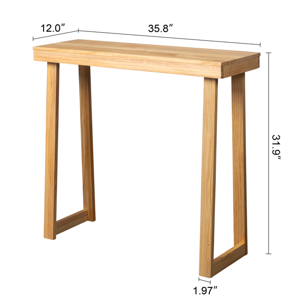 35.8 Inch Solid Wood Console Table for Entryway, Sofa Table Narrow Entryway Table for Hallway, Behind The Couch, Living Room, Foyer, Wood Color