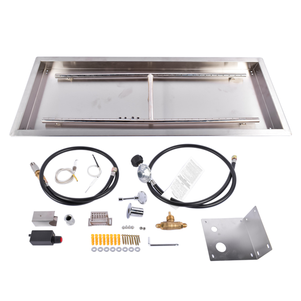 36x12-inch Fire Pit Pan Stainless Steel Fire Pit Burner Kit Rectangular Indoor or Outdoor