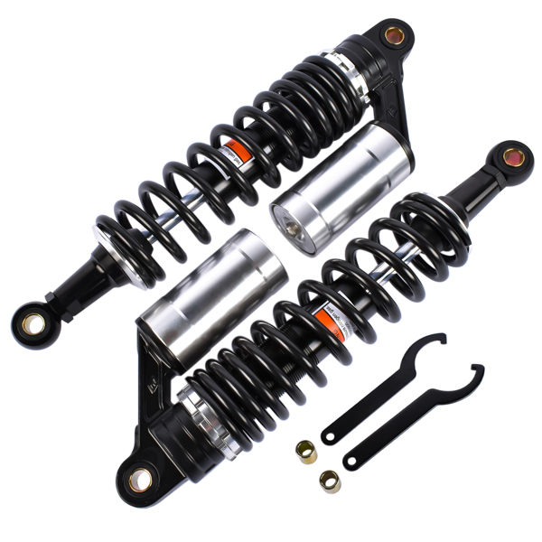 减震器 2x 13.5" 340mm Motorcycle Rear Air Shock Absorbers Suspension Compatible with Harley Sportster 883 1200 Honda Black & Silver-4