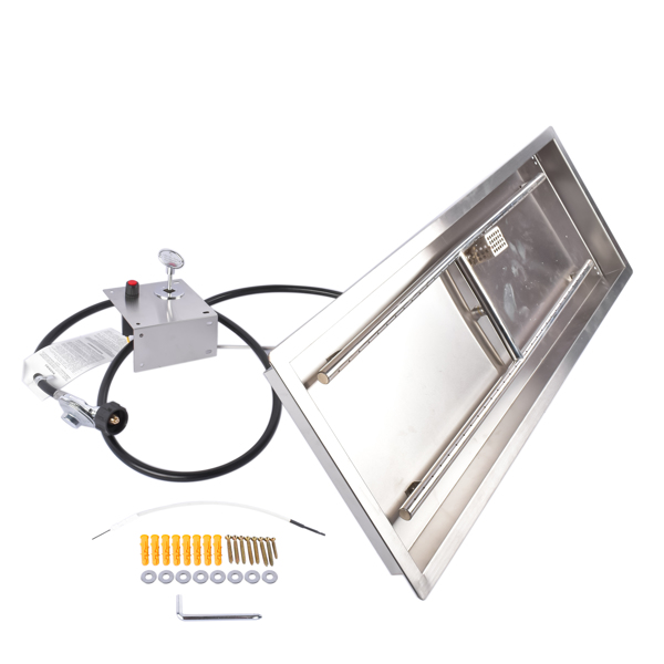 36x12-inch Fire Pit Pan Stainless Steel Fire Pit Burner Kit Rectangular Indoor or Outdoor