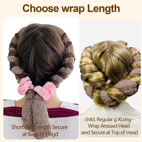 Satin heatless hair curler, Lazy Natural Soft Wave DIY heatless curls for Sleep in Overnight, for All Hair Types - Light Brown