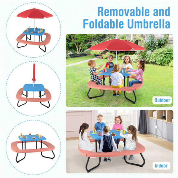  Kids Picnic Table Outdoor Activity Table With Umbrella
