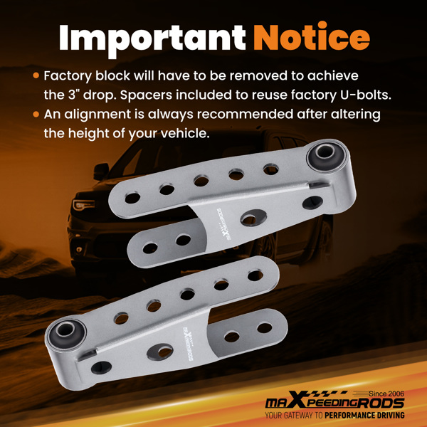 适用于雪佛兰Silverado Sierra 1500 88-18的后2“-3”下降卸扣降低套件-6