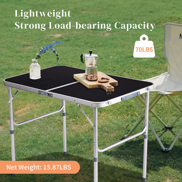  3ft  Aluminum Alloy Folding Table Black