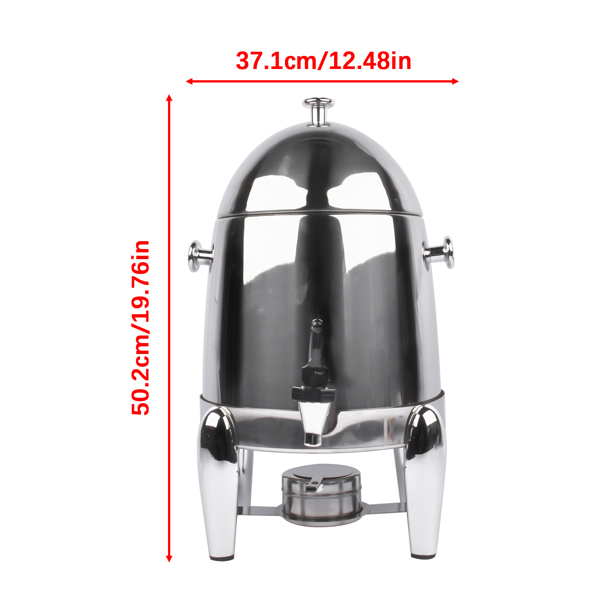3-Gallon Beverage Dispenser, Alcohol Heated Hot and Cold Drink Container with Faucet, Commercial Beverage Container for Coffee, Juice, Lemonade (Silver, Stainless Steel)