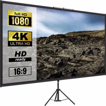 80 Inch <b style=\\'color:red\\'>Tripod</b> Projector Screen, 16:9 HD 4K Portable Projection Screen with Adjustable Stand