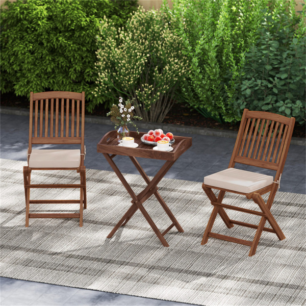 Foldable tray rack, solid teak tray table for garden terraces