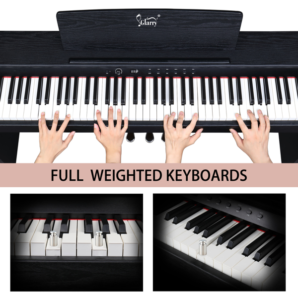GDP-105 88 Keys Standard Full Weighted Keyboards Digital Piano with Furniture Stand, Power Adapter, Triple Pedals, Headphone，for All Experience Levels Black