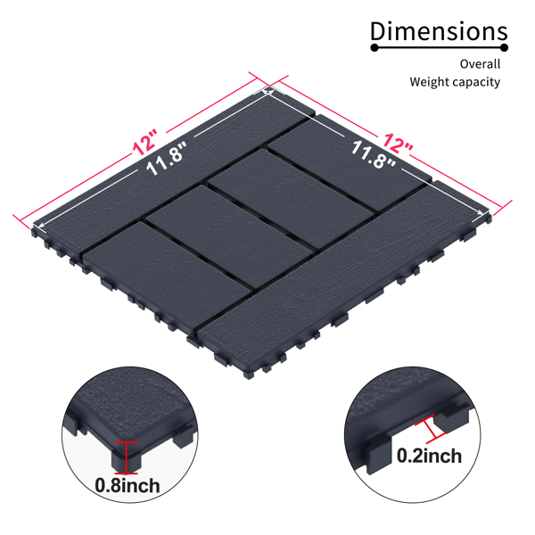 DIY friendly, easy to clean interlocking deck tiles, 11.8