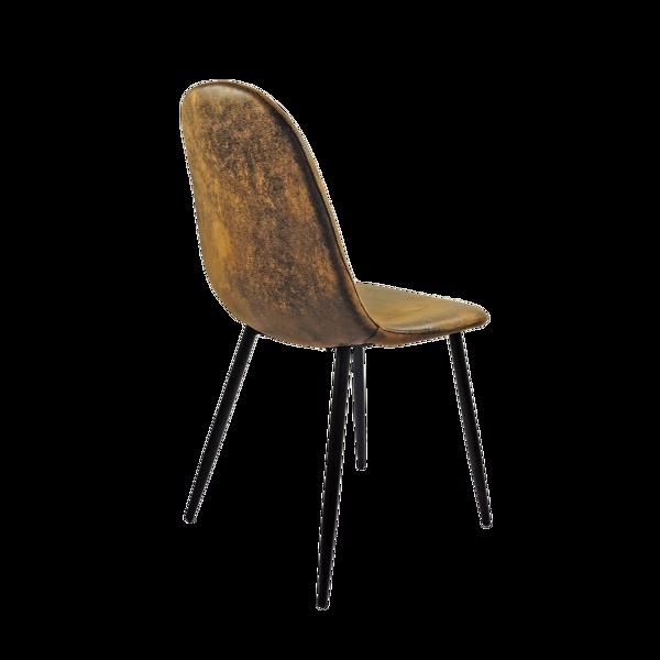 55英寸中密度纤维板木纹餐桌和现代餐椅4套，中世纪木制厨房餐桌套，金属底座和腿，餐桌和绒面椅-9