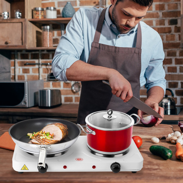 Cooking electric heating plate, 2-burner electric stove, 2000 watt portable electric stove, glass stove, easy to clean, suitable for RV/home/camping 110V