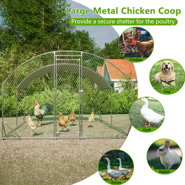 9.84' x 13.12' x 6.56' Large Chicken Coop Metal Chicken Run with Waterproof and Anti-UV Cover