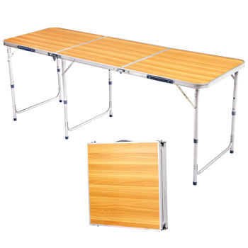 6ft  Aluminum Alloy Folding Table wood grain color