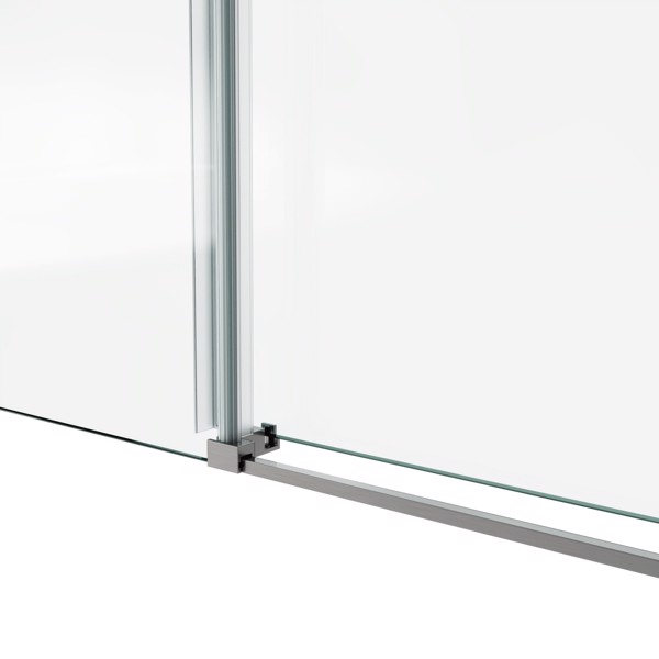 60*76“固定和滑动淋浴门，圆管五金件，透明玻璃淋浴门，3/8”（10mm）SGCC钢化玻璃，不锈钢[周末无法发货+LTL]-6