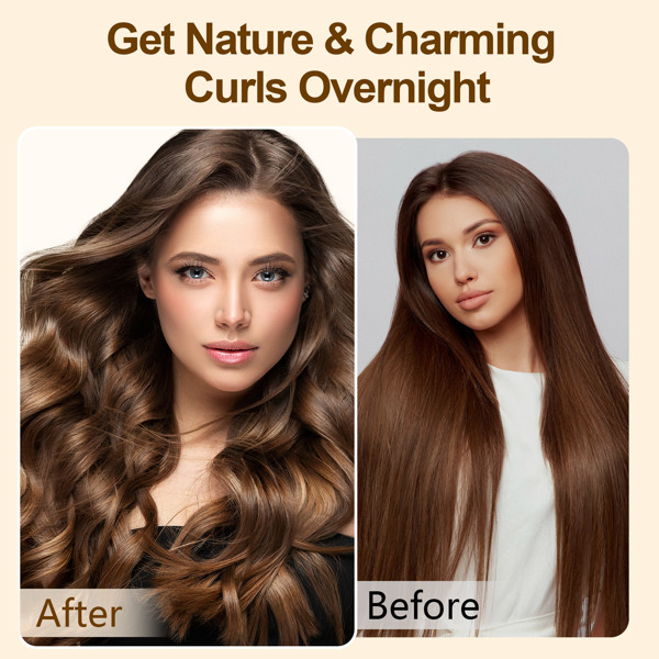 Satin heatless hair curler, Lazy Natural Soft Wave DIY heatless curls for Sleep in Overnight, for All Hair Types - Grey