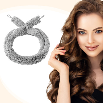 Satin heatless hair curler, Lazy Natural Soft Wave DIY heatless curls for Sleep in Overnight, for All Hair Types - Grey