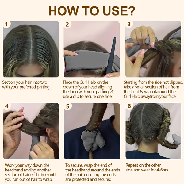 Satin heatless hair curler, Lazy Natural Soft Wave DIY heatless curls for Sleep in Overnight, for All Hair Types - Grey