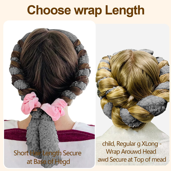 Satin heatless hair curler, Lazy Natural Soft Wave DIY heatless curls for Sleep in Overnight, for All Hair Types - Grey