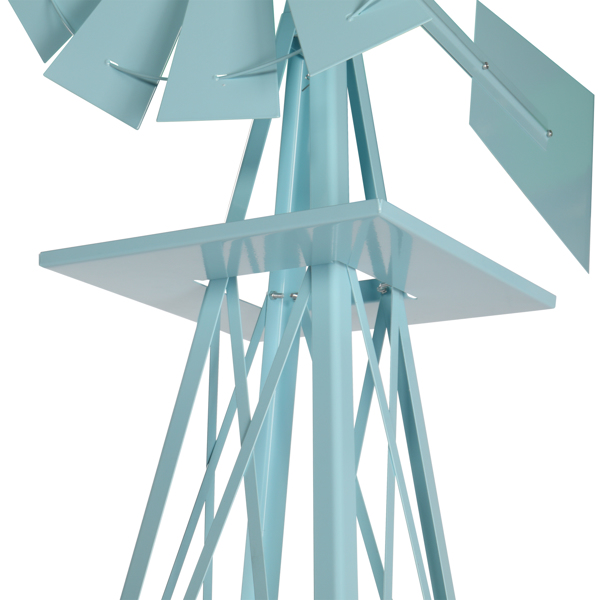 8FT Weather Resistant Yard Garden Windmill Blue