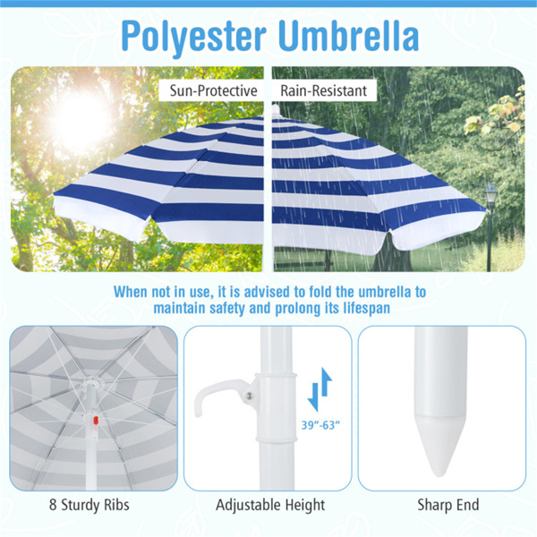  Kids Picnic Table Outdoor Activity Table With Umbrella -White