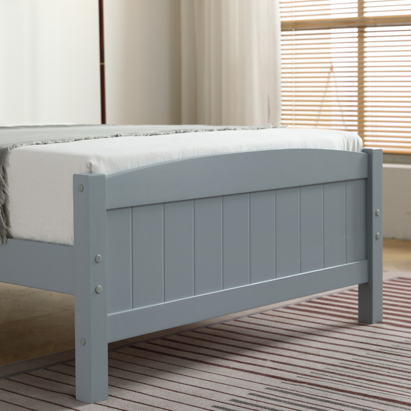 Twin Pine Single-Layer Core Vertical Stripe Full-Board Curved Bed Head With The Same Bed Foot Wooden Bed Grey