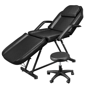 015A Beauty Salon Bed with Stool Black
