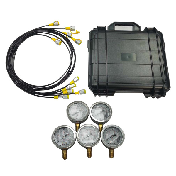 Hydraulic Pressure Test Kit with 5 Gauges 5 Test Hoses 13 Couplings and 14 Tee Connectors Pressure Gauge Kit