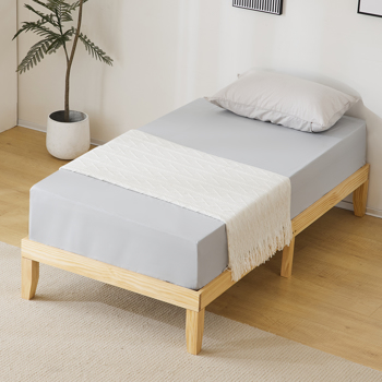 Simple & Sturdy Twin Bed Frame – Painted Pine Wood, Natural Finish