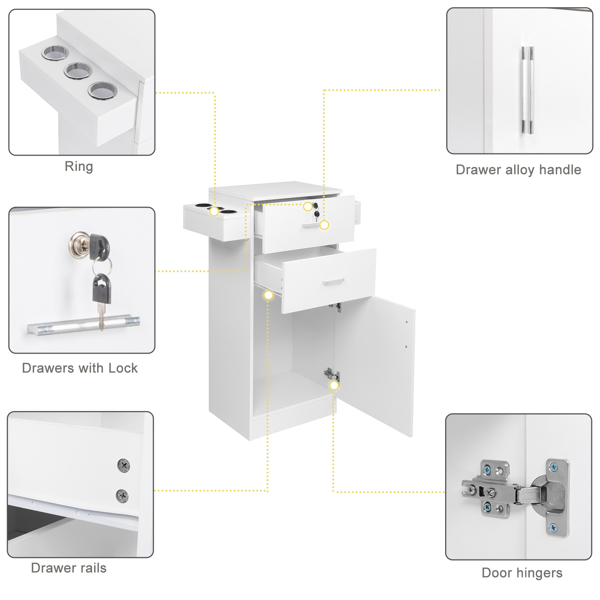 【Same code 89922933】Barbershop Salon Locker / Hair Dryer Rack Drawer with Lock White