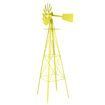 8FT Weather Resistant Yard Garden Windmill Yellow