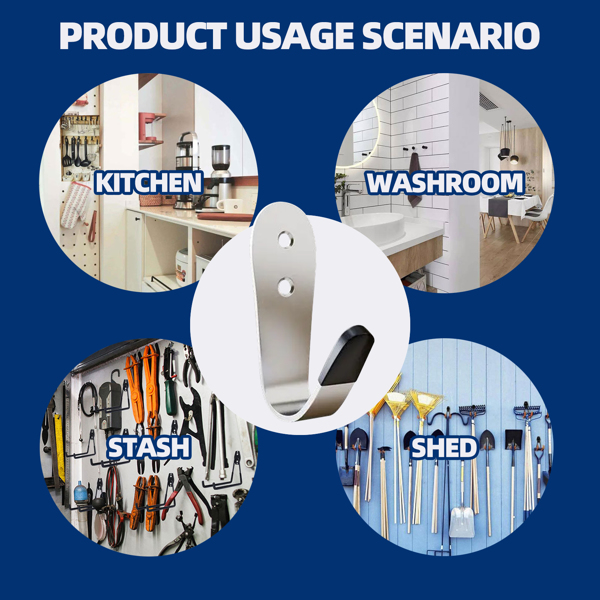 Stainless steel U-shaped hanging hooks for bathroom, bags, living room and kitchen storage, multi-functional hooks