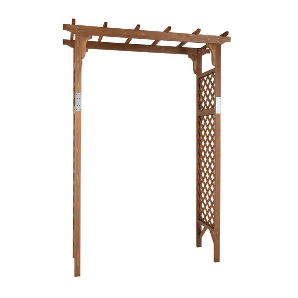 152*60*215cm Beautiful And Practical  Flat-Topped Wooden Arch Garden Arch Dark Brown