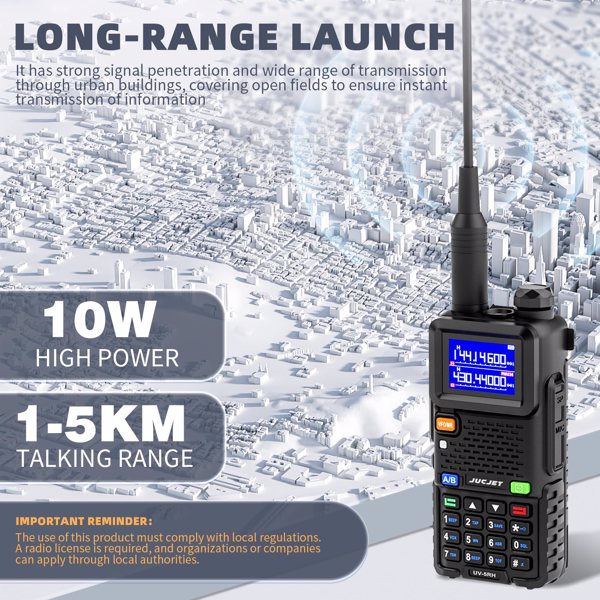 BAOFENG 5RH Ham Long Rang Walkie Talkies 10W (Upgraded of UV-5R), 999CH One Key Frequency Match, 2500mAh Battery Rechargeable Walkie Talkies, Charging (1PCS)