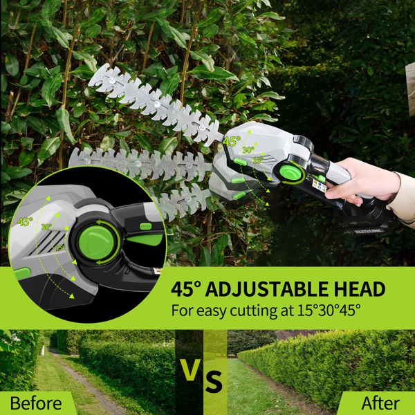 21V Cordless Hedge Trimmer, 2-in-1 Electric Handheld Grass Shear Cutter with 2.0 Battery*2, Women Gifts Mini Bush Shear Cutter Kit for Garden,Yard and Lawn（FBA delivery）