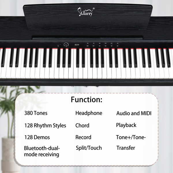 GDP-105 88 Keys Standard Full Weighted Keyboards Digital Piano with Furniture Stand, Power Adapter, Triple Pedals, Headphone，for All Experience Levels Black