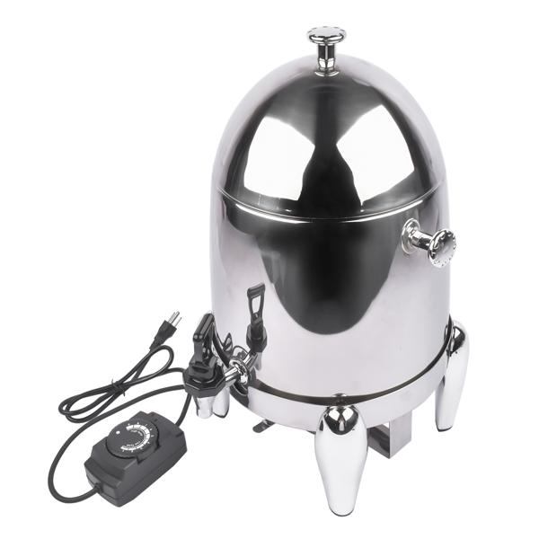 3-Gallon Beverage Dispenser, US Standard 110V Electric Heated Hot and Cold Drink Container with Faucet, Commercial Beverage Container for Coffee, Juice, Lemonade (Silver, Stainless Steel)