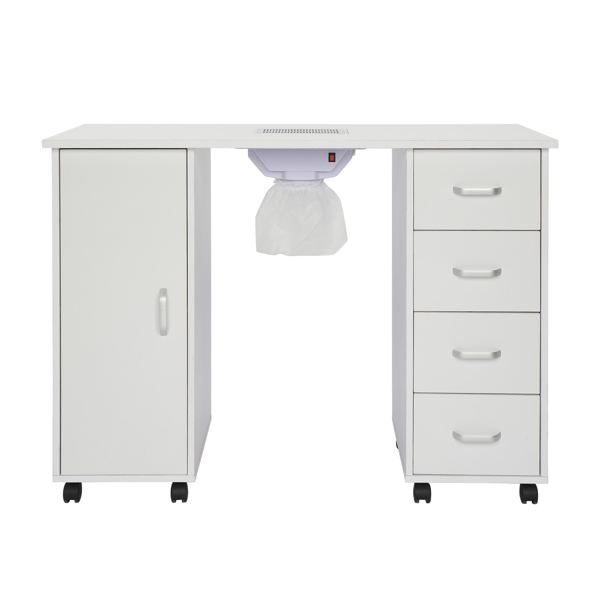 【Same code 64112382】MDF Single Door 4 Drawers With Fan White Nail Table